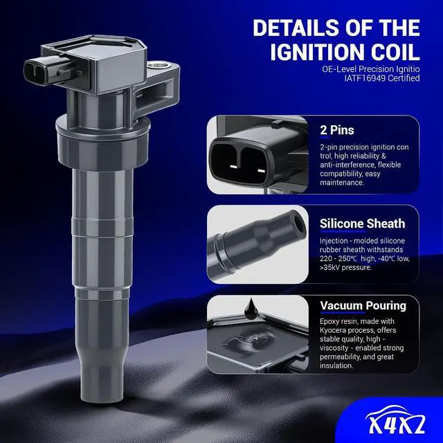 Alt view image 7 of 7 - UF546 Ignition Coil & 4503 Double Iridium Spark Plug For 2010-2019 Hyundai Santa Fe XL Genesis Coupe Azera/Kia Sorento Sedona K900 V6 3.3L 3.5L 3.8L Replaces# 273013C000 GN10560