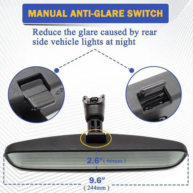 Alt view image 5 of 7 - Interior Rear View Mirror Assembly for Nissan Rogue Altima NV1500 NV2500 NV3500 Frontier Tiida Sentra Titan Fairlady 350Z 96321-2DR0A