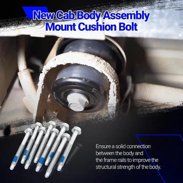 Alt view image 3 of 7 - 11516868 8PCS New Cab Body Assembly Mount Cushion Bolt,10.9 Grade Mild Steel, for 1999-2004 Cadillac Escalade/Chevrolet Silverado 1500 2500 3500 Suburban Tahoe/GMC Sierra Yukon 1500 2500