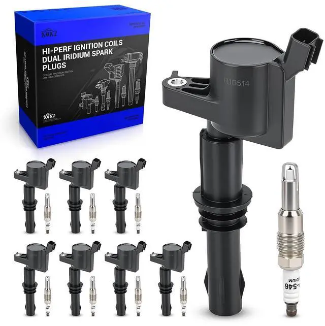 Main image of DG511 Ignition Coil & SP546 Iridium Spark Plugs Compatible with 2005-2008 Ford F-150/Expedition/F-250 F-350 Super Duty, 2005-2008 Lincoln Mark LT Navigator 5.4L V8 Replace# FD508 UF537 7C3E12405AB
