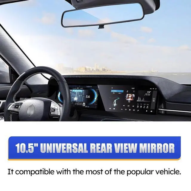 Alt view image 2 of 7 - 10.5" Rear view mirror, Interior rearview mirror Kit Universal Fit Type Compatible with Chevrolet Ford Toyota Nissan Jeep Honda Subaru Hyundai Kia Mazda Buick and More for Car