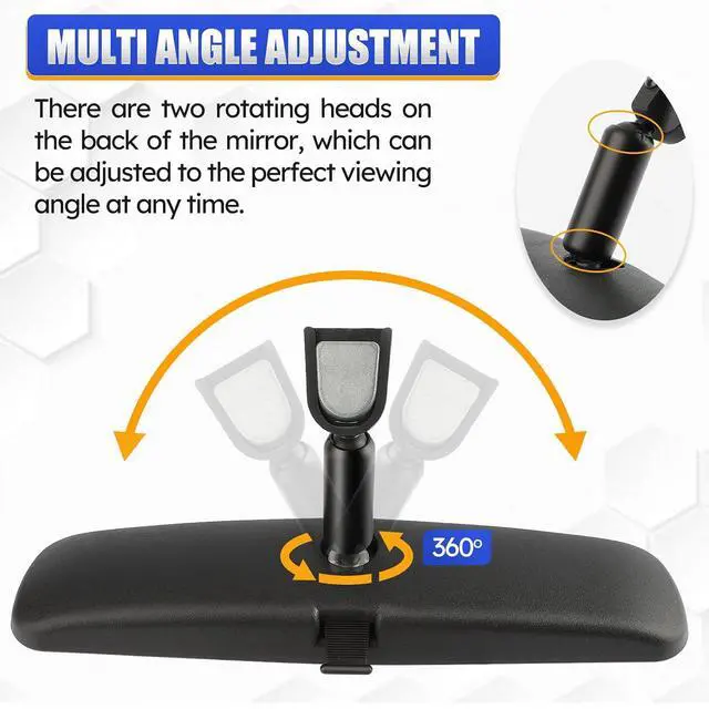 Alt view image 4 of 7 - 10.5" Rear view mirror, Interior rearview mirror Kit Universal Fit Type Compatible with Chevrolet Ford Toyota Nissan Jeep Honda Subaru Hyundai Kia Mazda Buick and More for Car