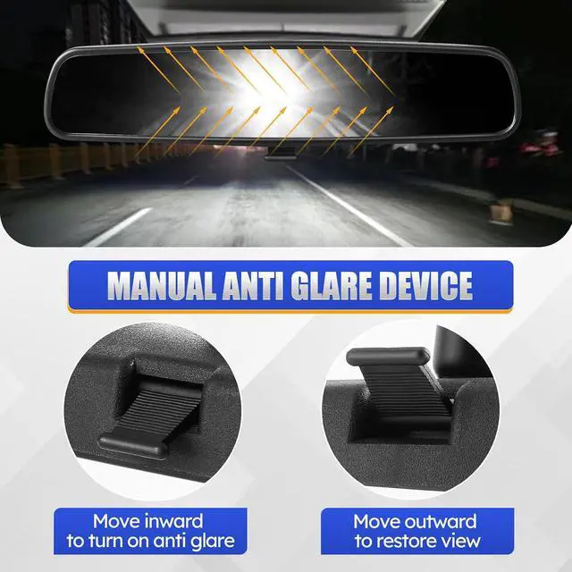 Alt view image 5 of 7 - 10.5" Rear view mirror, Interior rearview mirror Kit Universal Fit Type Compatible with Chevrolet Ford Toyota Nissan Jeep Honda Subaru Hyundai Kia Mazda Buick and More for Car