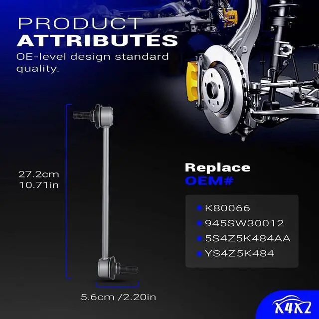Alt view image 7 of 7 - K80066 Zinc-Nickel Alloy Front Stabilizer Sway Bar Links for 2000-2011 Ford Focus Replaces # 5S4Z5K484AA YS4Z5K484