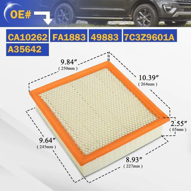 Alt view image 6 of 7 - CA10262 Engine Air Filter for Ford 2007-2021 Expedition,2009-2021 F150,2008-2016 F250 Super Duty,2008-2016 F350 Super Duty,2007-2021 Navigator Replaces # FA1883 49883 7C3Z9601A A35642