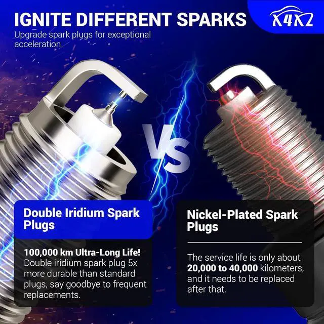 Alt view image 6 of 7 - 2314 Double Iridium Spark Plug 4pcs for Ford Lincoln Mazda Mercury Buick Chevrolet GMC Pontiac Saturn Replace #SC20HR11,12680076,12642791,41-118
