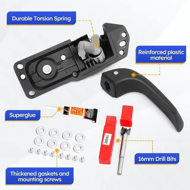 Alt view image 4 of 7 - 20833606 Left Driver Side Interior Door Handle Kit for 2007-2014 Chevy Silverado, Tahoe, Suburban, Avalanche/GMC Sierra, Yukon, Yukon XL/Cadillac Escalade 20871488, 80374