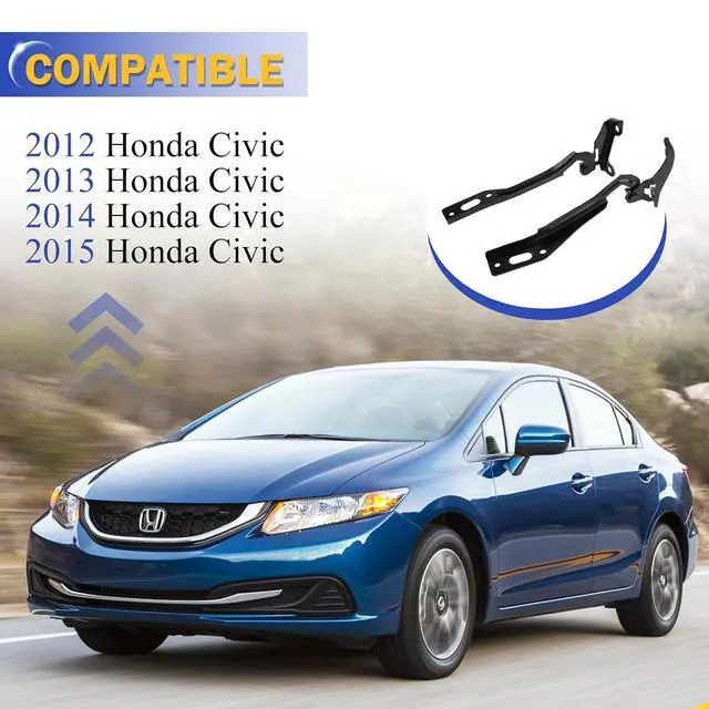 Alt view image 2 of 7 - Hood Hinge for 2012-2015 Honda Civic Front Left/Right Driver & Passenger Side LH RH HO1236127 HO1236128
