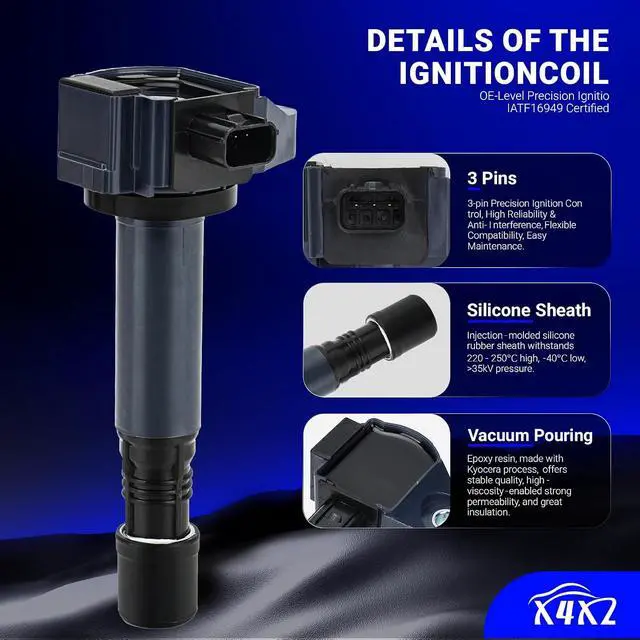 Alt view image 7 of 7 - UF713 Ignition Coil & 97390 Double Iridium Spark Plug For 2013-2019 Honda Accord Odyssey Pilot Crosstour Ridgeline/Acura RDX RLX TLX V6 3.5L Replaces# 305205G0A01
