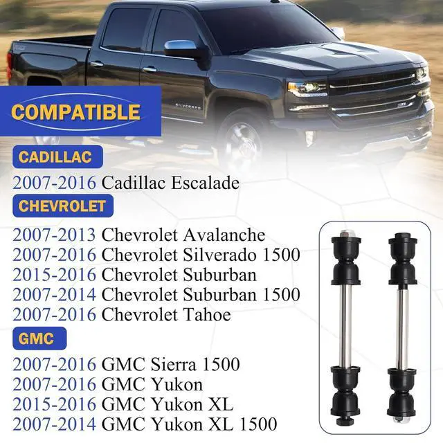 Alt view image 2 of 7 - K700432 Front Stabilizer Sway Bar End Links for 2007-2016 Chevy Silverado 1500 Avalanche Tahoe Suburban/GMC Sierra Yukon/Cadillac Escalade K700538