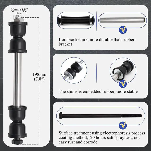 Alt view image 3 of 7 - K700432 Front Stabilizer Sway Bar End Links for 2007-2016 Chevy Silverado 1500 Avalanche Tahoe Suburban/GMC Sierra Yukon/Cadillac Escalade K700538