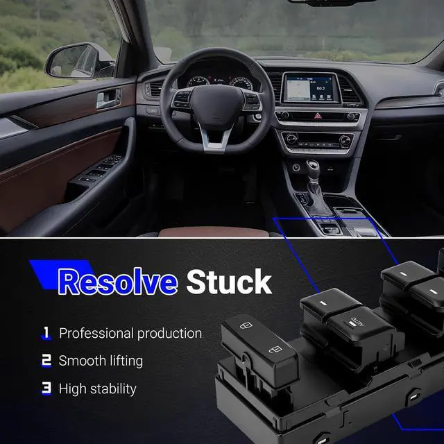 Alt view image 7 of 7 - 93570-C1000 Front Left Driver Side Power Window Door Lock Switch for 2015-2019 Hyundai Sonata Replaces# 93570C1000 18 PINS