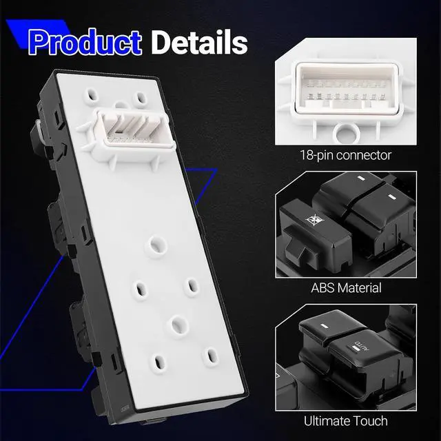 Alt view image 5 of 7 - 93570-C1000 Front Left Driver Side Power Window Door Lock Switch for 2015-2019 Hyundai Sonata Replaces# 93570C1000 18 PINS