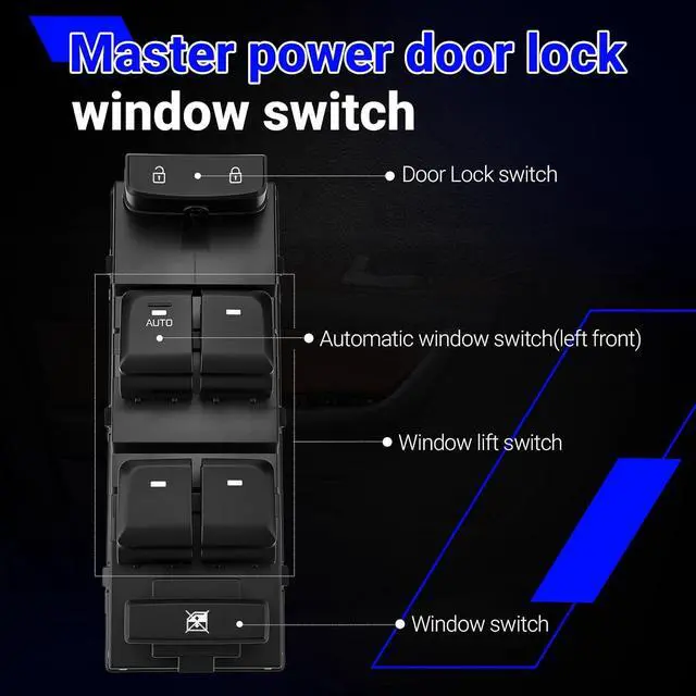 Alt view image 6 of 7 - 93570-C1000 Front Left Driver Side Power Window Door Lock Switch for 2015-2019 Hyundai Sonata Replaces# 93570C1000 18 PINS