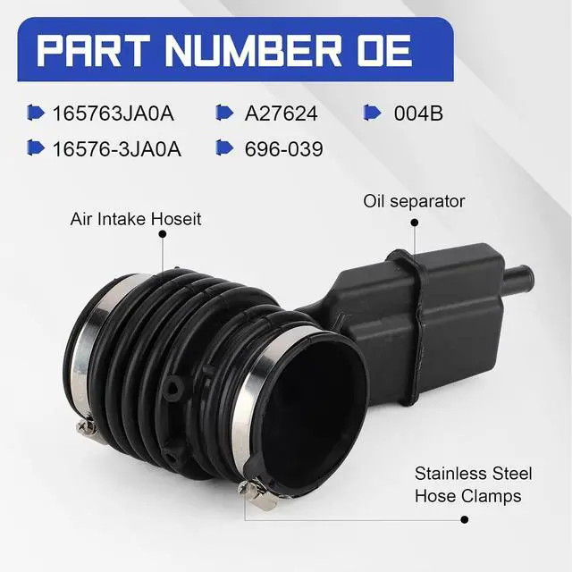 Alt view image 5 of 7 - 16576-3JA0A Engine Air Intake Hose for 2013-2016 Nissan Pathfinder 3.5L, 2015-2023 Murano, 2013 Infiniti JX35, 2014-2016 QX60 Replaces# 165763JA0A, 004B, A27624, 696-039