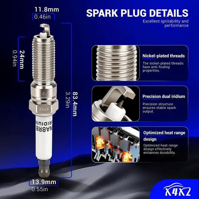 Alt view image 5 of 7 - 91970 Double Iridium Spark Plugs 4PCS for 2016-2019 Chevy Cruze, 2016-2024 Chevy Equinox/Malibu, 16-19 Trax, 2018-2024 GMC Terrain, 2016-2024 Buick Encore, 16-19 Cascada Replace# ILNAR8B7G 90644