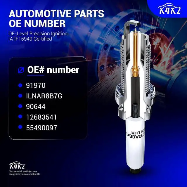 Alt view image 6 of 7 - 91970 Double Iridium Spark Plugs 4PCS for 2016-2019 Chevy Cruze, 2016-2024 Chevy Equinox/Malibu, 16-19 Trax, 2018-2024 GMC Terrain, 2016-2024 Buick Encore, 16-19 Cascada Replace# ILNAR8B7G 90644