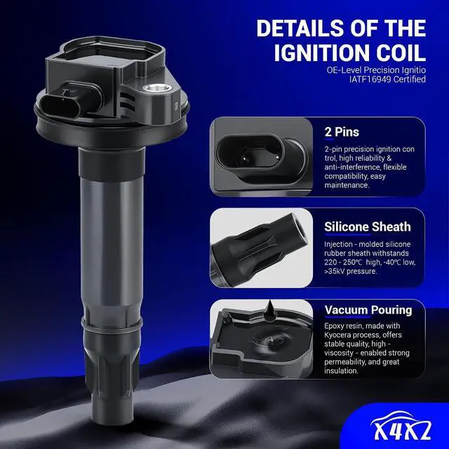 Alt view image 6 of 7 - UF823 Ignition Coil & SP411 Double Iridium Spark Plugs for 2016-2019 Ford F-150/ Explorer/Edge/Flex/Taurus/Transit-150/250/350, Lincoln Continental/MKT/MKX 3.5L 3.7L Replace# DG563 6509