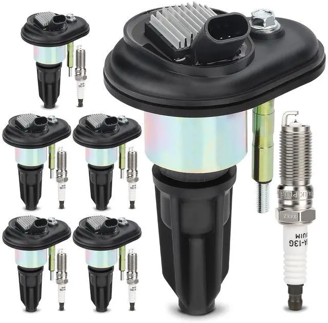 Main image of UF303 Ignition Coil & 5019 Double Iridium Spark Plug for Chevy Colorado Trailblazer,GMC Canyon Envoy,Buick Rainier,Hummer H3,Isuzu Ascender I-280 I-290 I-350 I-370,Saab 9-7X Replace# C1395 (Set of 6)