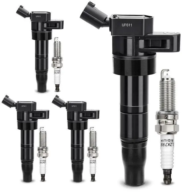 Main image of UF611 Ignition Coil & XP6203 Double Iridium Spark Plug for HYUNDAI Sonata Santa Fe Tucson Genesis Coupe/Kia Sorento Forte Optima Sportage Rondo Borrego Replace# 27300-3F100 C1667