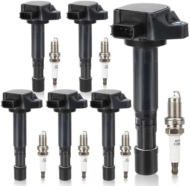 Main image of UF400 Ignition Coil & 9807B-5517W Double Iridium Spark Plug 6PCS for Acura 01-05 EL, 01-09 MDX/Honda 01-05 Civic, 03-08 Pilot, 06-08 Ridgeline/04-07 Saturn Vue Replaces# UF512 C1460