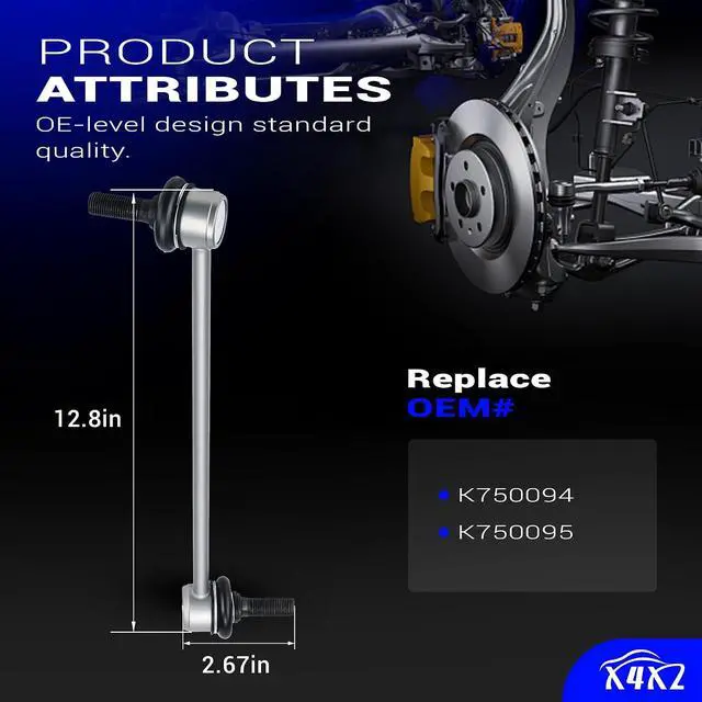 Alt view image 4 of 7 - Zinc Nickel Alloy-Stabilizer Sway Bar Links for 2007-2021 Nissan Altima Maxima Murano Pathfinder Quest Rogue Rogue Select Rogue Sport Infiniti JX35 QX60 K750094 & K750095