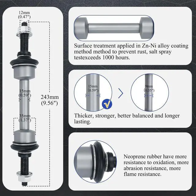 Alt view image 6 of 6 - Zinc-Nickel Alloy Front Stabilizer Sway Bar End Link End Kit for 2009-2018 F-150 4WD F-250 F-350 F-450 F-550 Super Duty 4WD Models ONLY K750362