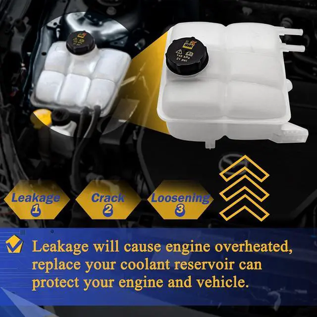 Alt view image 4 of 6 - Front Engine Coolant Reservoir Radiator Expansion Tank for 2004-2013 Mazda 3 2.0L 2.3L 603-043