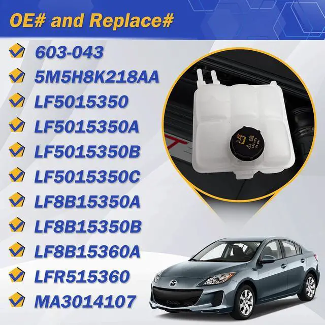 Alt view image 6 of 6 - Front Engine Coolant Reservoir Radiator Expansion Tank for 2004-2013 Mazda 3 2.0L 2.3L 603-043