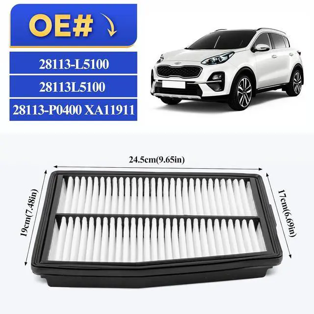 Alt view image 5 of 6 - Hyundai Sonata & Santa Fe Engine Air Filter - 28113-L5100 / 28113-P0400 XA11911 for 2020-2023 Hyundai & Kia Models