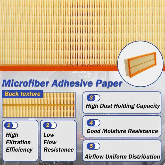Alt view image 5 of 6 - Engine Air Filter for Mercedes-Benz S400 GLK350 SL550 CLS550 E350 E550 R350 CL500 and More Replace C 3698/3-2 1120940604