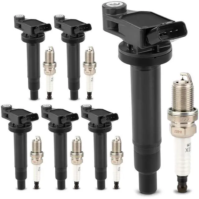 Main image of UF267 Ignition Coil Pack & 4504 Double Iridium Spark Plug For 2000-2008 TOYOTA Avalon Camry Highlander Sienna Solara / 1999-2008 Lexus RX300 RX330 ES300 ES330 RX400h V6 3.0L 3.3L Set of 6
