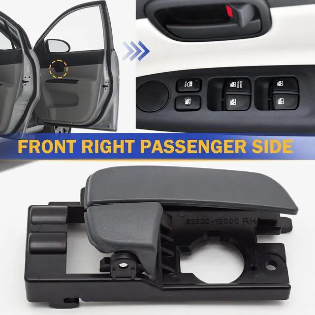 Alt view image 4 of 6 - Interior Door Handle for 2006-2011 Hyundai Accent GLS/GS/GL/SE/L Front Right RH 826201E000