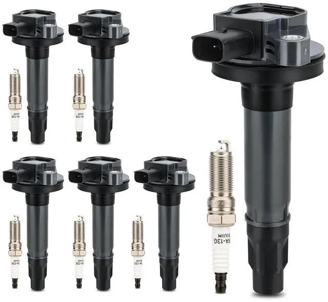 Main image of UF553 Ignition Coil & 5019 Double Iridium Spark Plug for Ford F-150 Edge Explorer Flex Mustang Transit Taurus Police Interceptor/Lincoln MKZ MKX MKT MKS Replaces# DG520, GN10237, 5C1652, 6736013