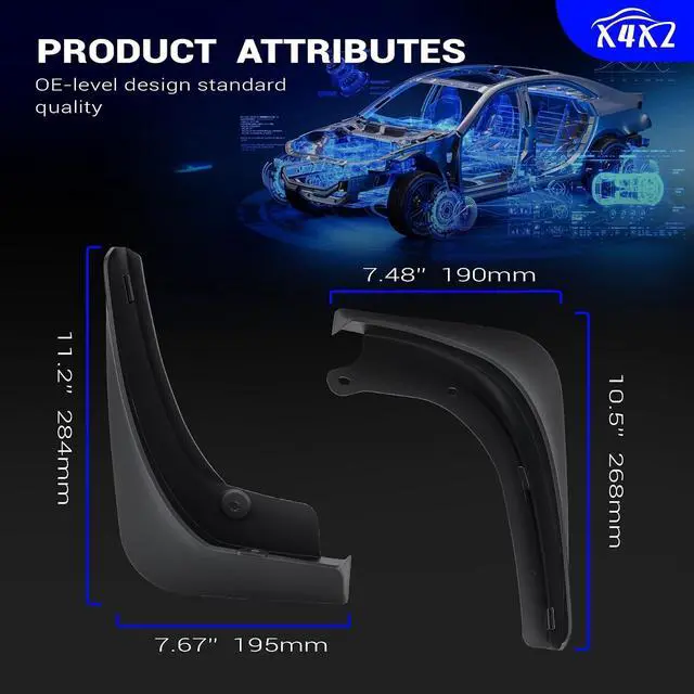 Alt view image 6 of 7 - Mud Flaps Mud Splash Guard for 2016 2017 2018 2019 2020 2021 2022 2023 Tesla Model 3 No Drilling Required (Set of 4)