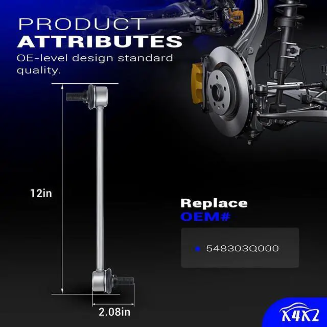 Alt view image 6 of 7 - 10.63" Zinc-Nickel Alloy Front Left & Right Stabilizer Sway Bar Links for Hyundai Azera 12-17, Sonata 12-15, Kia Cadenza 14-16, Optima 12-16 54830-3Q000