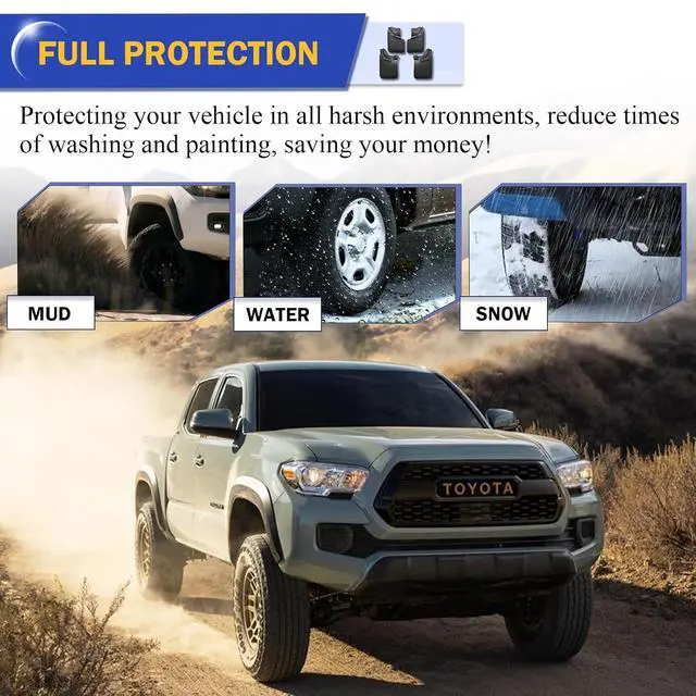 Alt view image 4 of 7 - Mud Flaps Mud Splash Guard Mudguards for 2016 2017 2018 2019 2020 2021 2021 Toyota Tacoma (Doesn't Fit SR or SR5) Front & Rear 4PCS Compatible with OEM Fender Flares