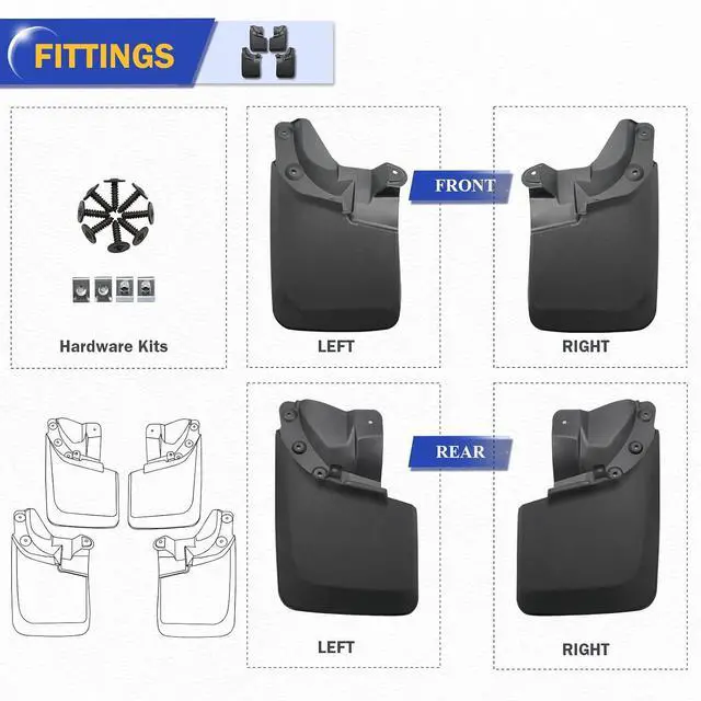 Alt view image 5 of 7 - Mud Flaps Mud Splash Guard Mudguards for 2016 2017 2018 2019 2020 2021 2021 Toyota Tacoma (Doesn't Fit SR or SR5) Front & Rear 4PCS Compatible with OEM Fender Flares