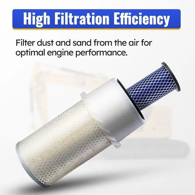 Alt view image 4 of 7 - 6598362 6598492 Outer Inner Air Filter Air Cleaner for Bobcat Loaders 641, 643, 645, 741, 743, 751, 753, 763, 773, 7753, 843, 853, 1213, S130, S150, S160, S175, S185, Bobcat Excavators 325, 328, 331