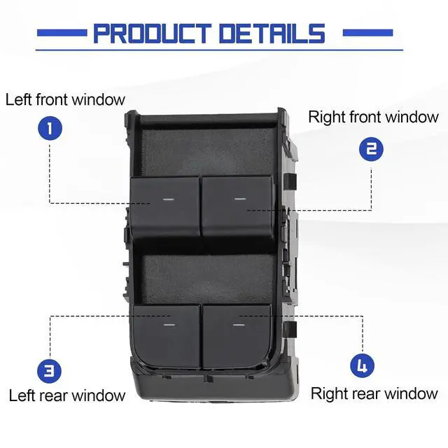 Alt view image 3 of 7 - 1081037-01-F Door Power Window Switch, Front Left Driver Side Master Window Switch for Tesla Model 3 2017 2018 2019 2020, Replace# 1081037-01-D