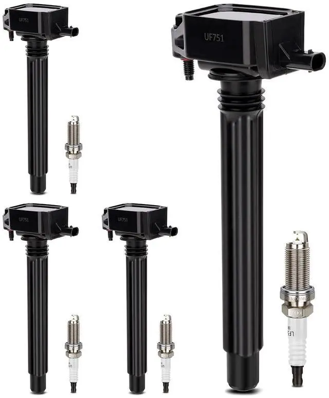 Main image of UF751 Ignition Coil & 4469 Double Iridium Spark Plug For 2014-2019 Chrysler 200/Dodge Dart/Jeep Cherokee Renegade/Ram ProMaster City/Fiat 500X 2.4L L4 Replaces# 68242286AA, 68080508AB,UF754, GN10738