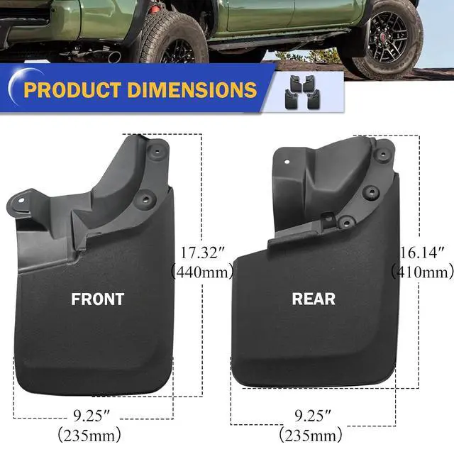 Alt view image 6 of 7 - Mud Flaps Mud Splash Guard Mudguards for 2016 2017 2018 2019 2020 2021 2021 Toyota Tacoma (Doesn't Fit SR or SR5) Front & Rear 4PCS Compatible with OEM Fender Flares