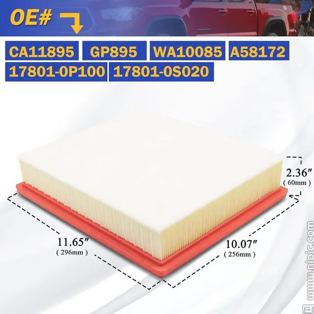 Alt view image 6 of 7 - CA11895 Engine Air Filter for 2016-2023 Toyota Tacoma V6 3.5L, 2014-2022 Toyota Sequoia V8 5.7L,2013-2021 Toyota Tundra 4.0L 4.6L 5.7L Replaces # GP895 17801-0P100