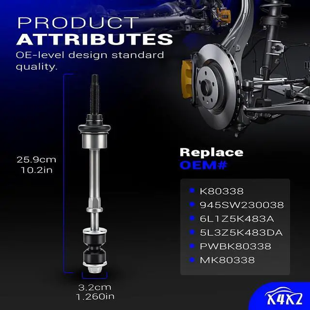 Alt view image 3 of 7 - Zinc-Nickel Alloy Front Stabilizer Sway Bar End Link End Kit for 2005-2008 Ford F-150 4WD 2006-2008 Lincoln Mark LT 4WD K80338