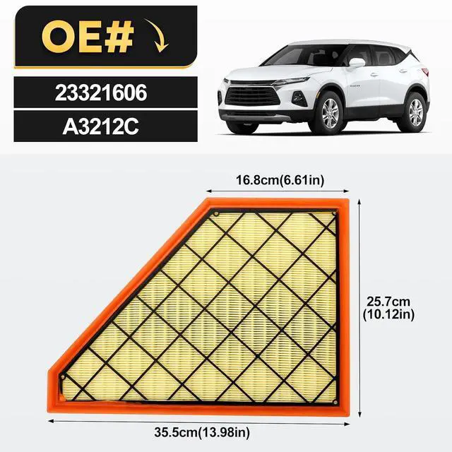Alt view image 6 of 7 - 2PCS Engine Air Filter Kit for 2017-2021 GMC Acadia, 2018-2020 Buick Enclave, 2018-2020 Chevy Traverse, 2019-2021 Chevy Blazer, 2017-2020 Cadillac XT5 / XT6 Replace# A3212C 23321606