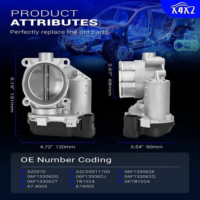 Alt view image 6 of 7 - S20070 Electronic Throttle Body for Audi A4 05-16, A5 10-17, A6 12-18, Q5 11-17/Volkswagen Tiguan 09-17, Passat 06-10, Beetle 12-13, L4 1.8L 2.0L, Replace#A2C59511705, 06F133062E, 67-4003