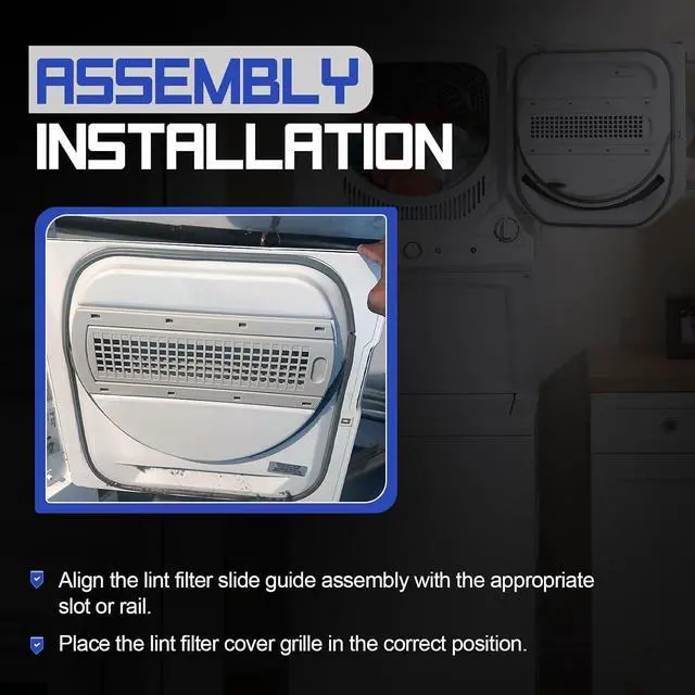 Alt view image 6 of 7 - WE22X35337 Washer Dryer Lint Screen Cover Grid & Filter Slide Guide Assembly - Compatible with GE, Hotpoint Dryers, Replaces WE01X25915, WE01X25914 | Lint Trap Replacement