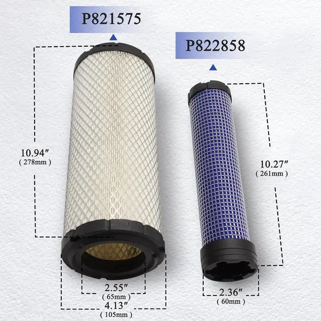 Alt view image 5 of 7 - P821575 & P822858 Outer Inner Air Filter Air Cleaner for Bobcat FPG05 Air Cleaners Replaces# 6672467 6672468 PM252Z PM260Z
