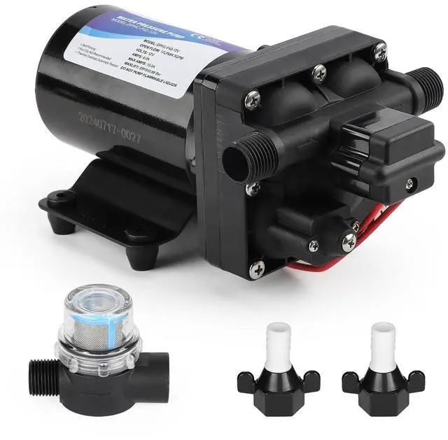 Main image of 4048-153-E75 RV Water Pump, 12V 4.5 GPM, 55 PSI, 13 Amps Multi-Fixture Automatic Demand Pump for RV Caravan Marine Yacht Replaces# 4048153E75S