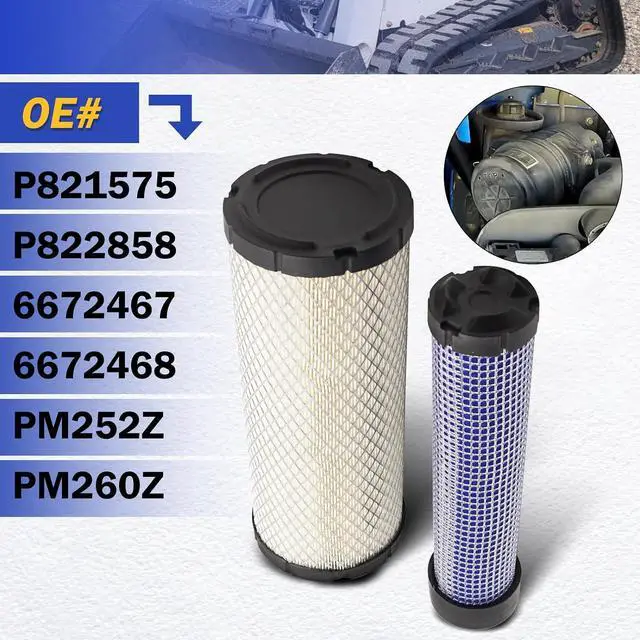 Alt view image 6 of 7 - P821575 & P822858 Outer Inner Air Filter Air Cleaner for Bobcat FPG05 Air Cleaners Replaces# 6672467 6672468 PM252Z PM260Z